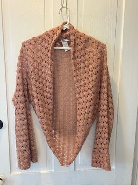 Unyx Open-Knit Pointelle Shrug Cardigan - Dusty Rose